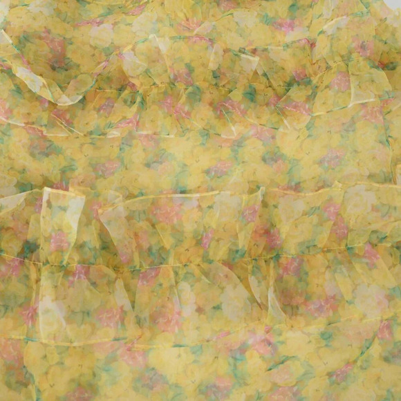 For Love & Lemons Vicki Sheer Tiered Yellow Lace Ruffle Maxi Dress M - Picture 7 of 13